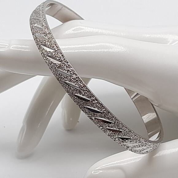 Vintage Monet Bangle Bracelet, Rhodium Plated, Silver Tone, 7 7/8" - Picture 9 of 9